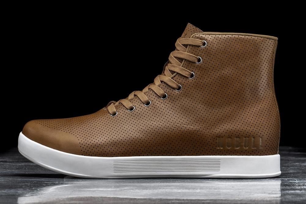 Baskets Montantes NOBULL Homme Marron / Blanche - Chaussures NOBULL High-Top Chestnut Leather,France